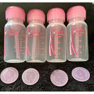 Dr Brown's Natural Flow 4 Oz Pink Baby Bottles Set Of 4 Pink BPA-Free